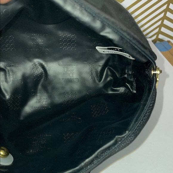 DIOR Black Polka Dot Bow Pouch vintage - Picture 4 of 6